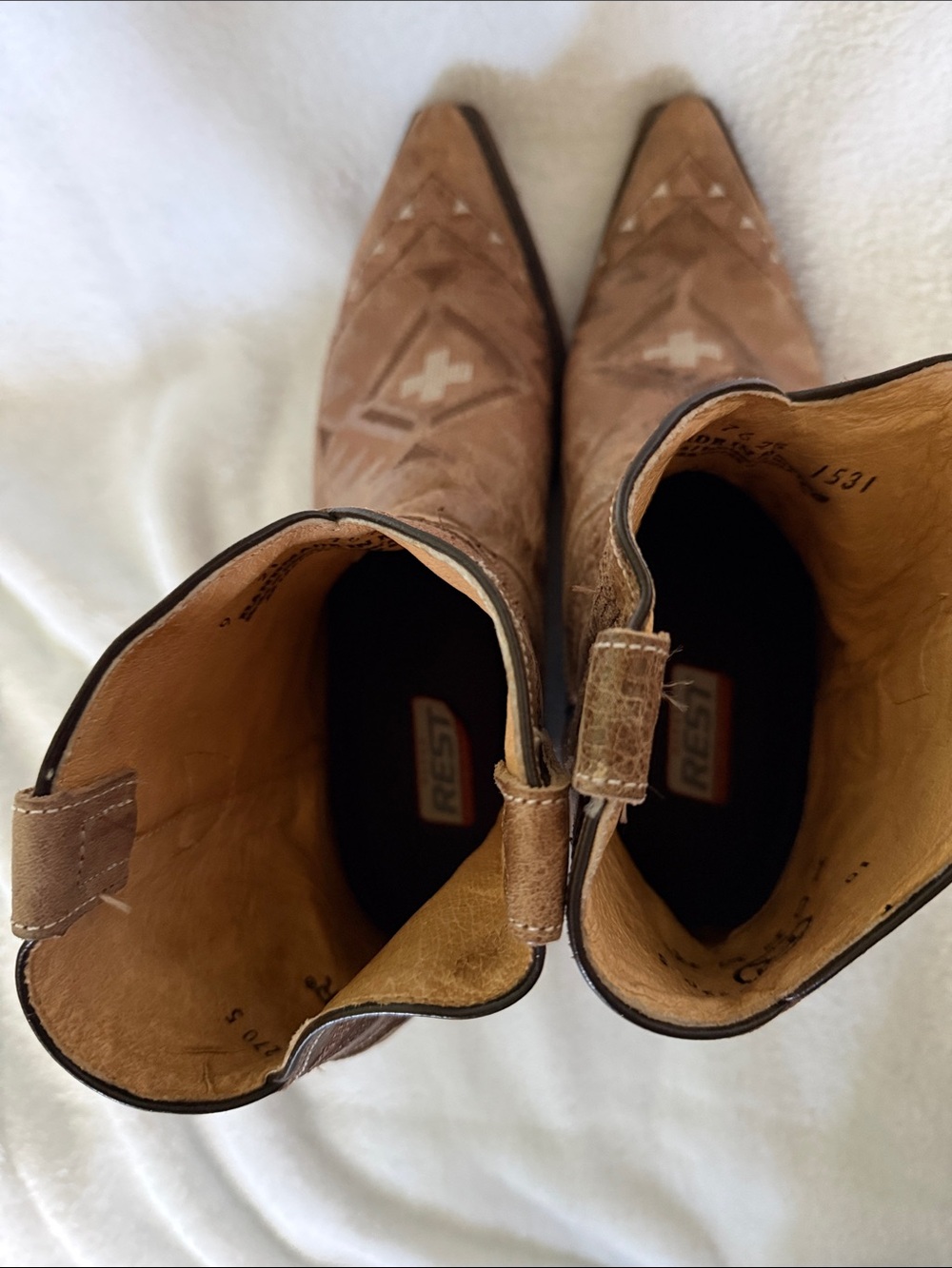 Roper Brown Leather Western Embroidered Ankle Boots - Picture 6 of 6